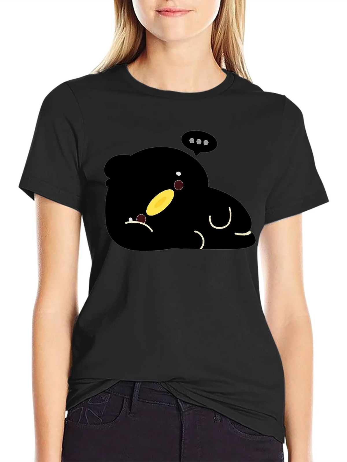 Cute Cartoon Character Black T-Shirt product image 2