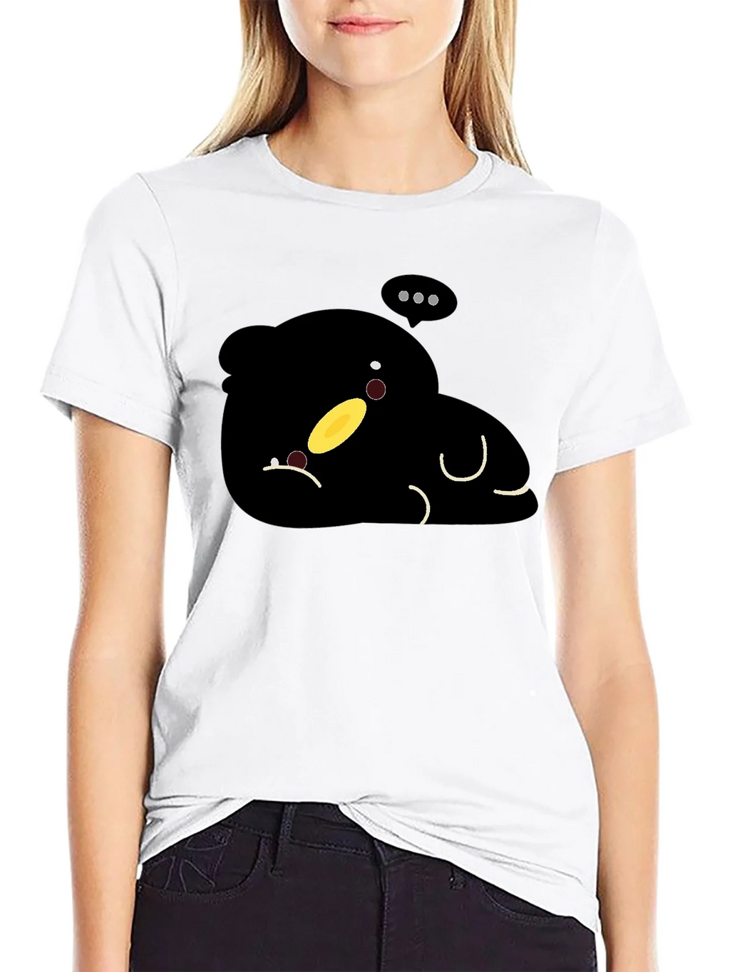 Cute Cartoon Character Black T-Shirt product image 8