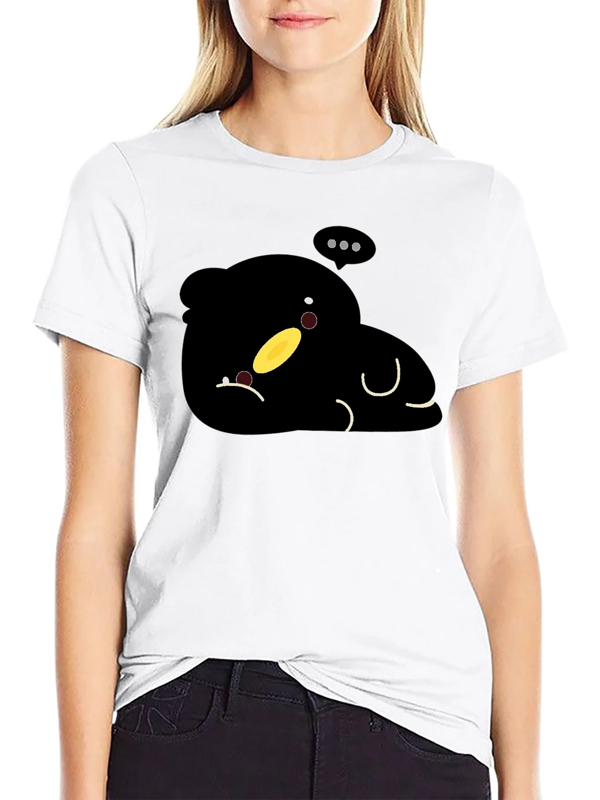 Cute Cartoon Character Black T-Shirt product image 8