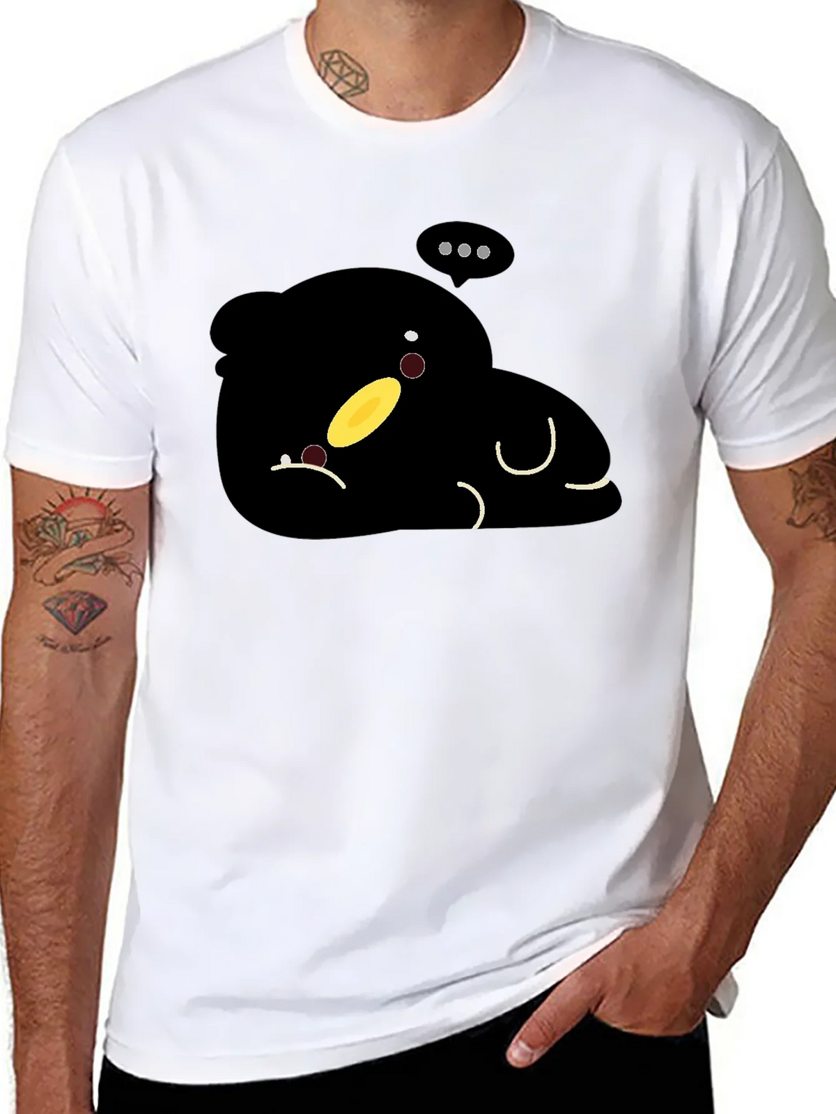 Cute Cartoon Character Black T-Shirt product image 7