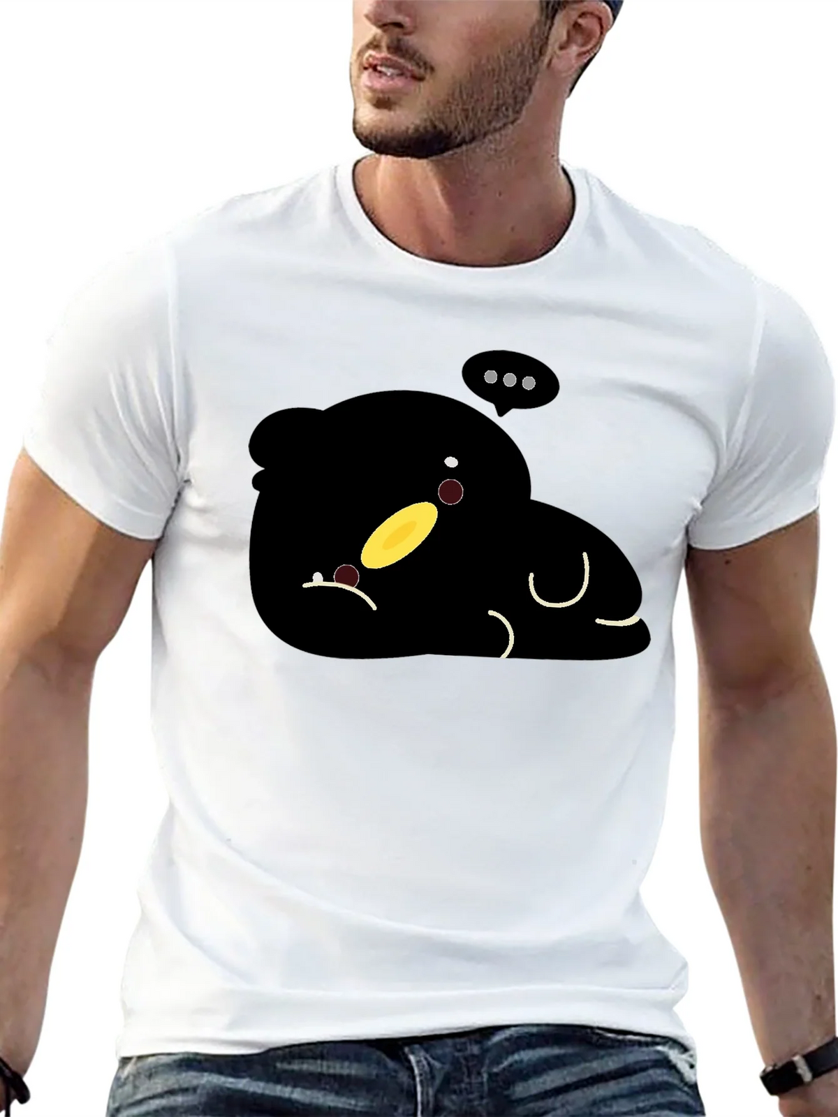 Cute Cartoon Character Black T-Shirt product image 12
