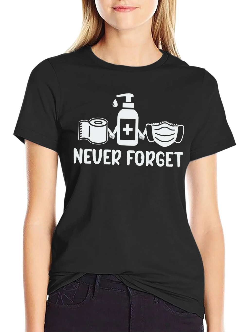 Never Forget Funny T-Shirt Pandemic Toilet Paper Mask Hand product image 2