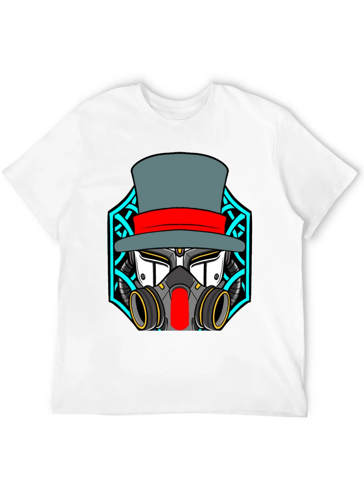 Steampunk Robot Top Hat Graphic Black T-Shirt