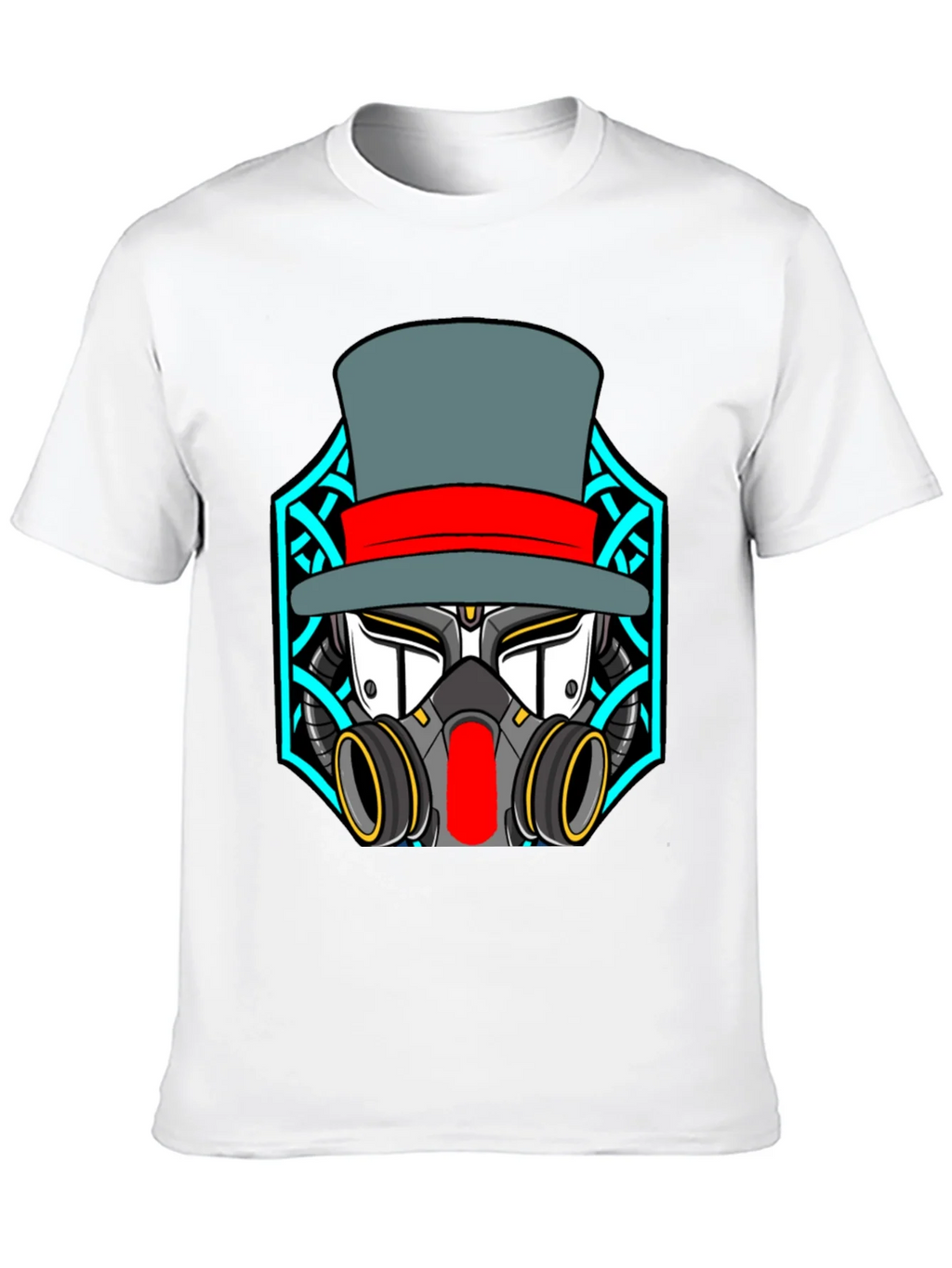 Steampunk Robot Top Hat Graphic Black T-Shirt