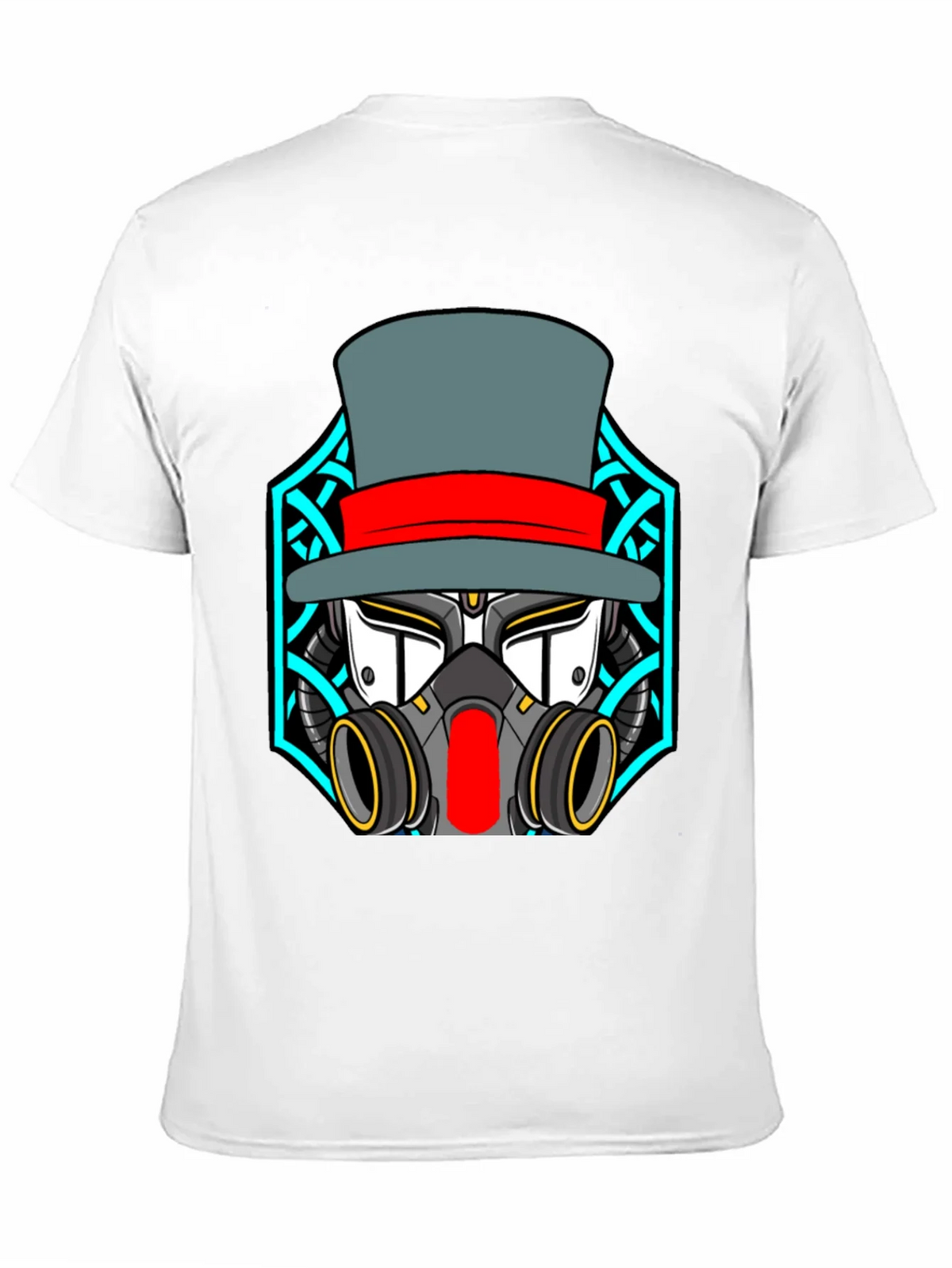 Steampunk Robot Top Hat Graphic Black T-Shirt