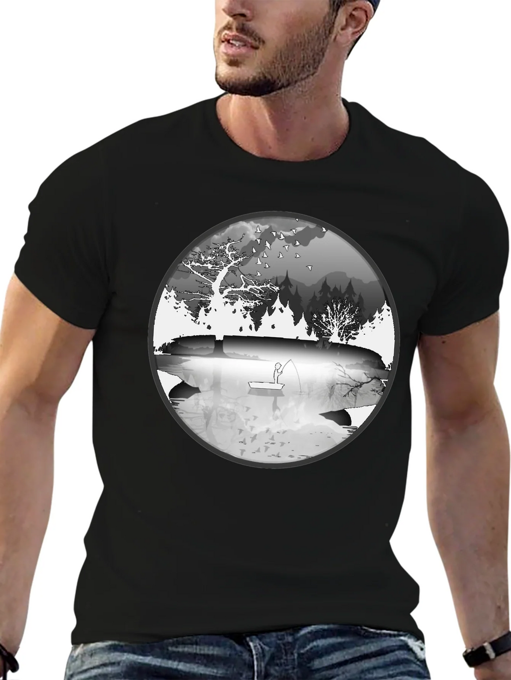 Nature Fisherman Graphic Tee - Classic Black product image 6