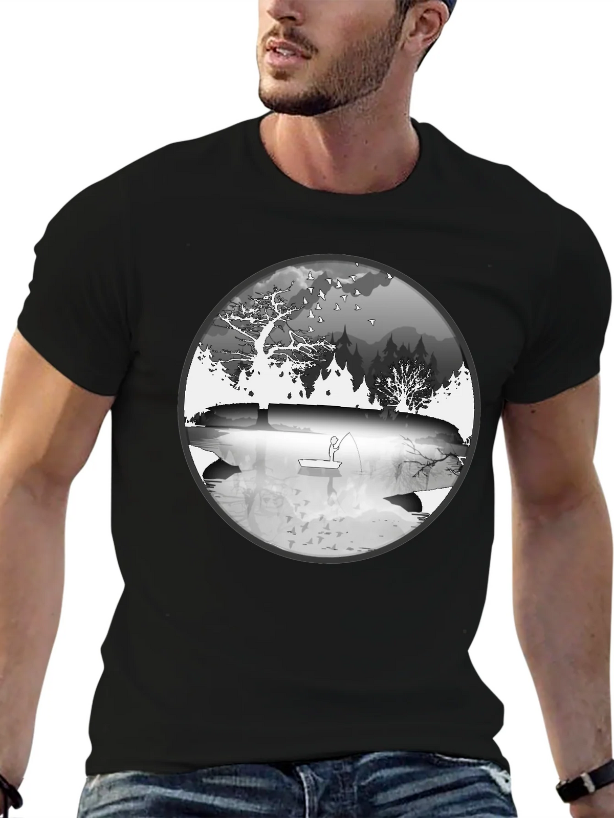 Nature Fisherman Graphic Tee - Classic Black product image 6