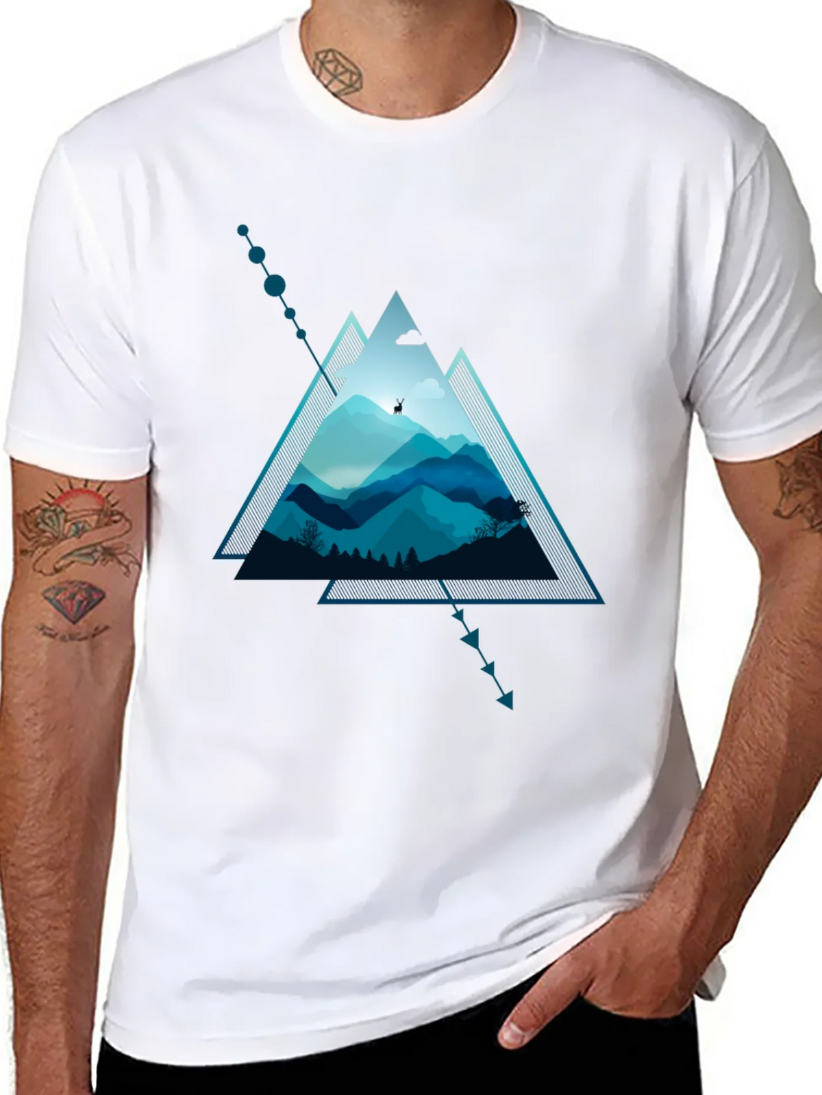 Geometric Mountain Scene Graphic T-Shirt product image 7