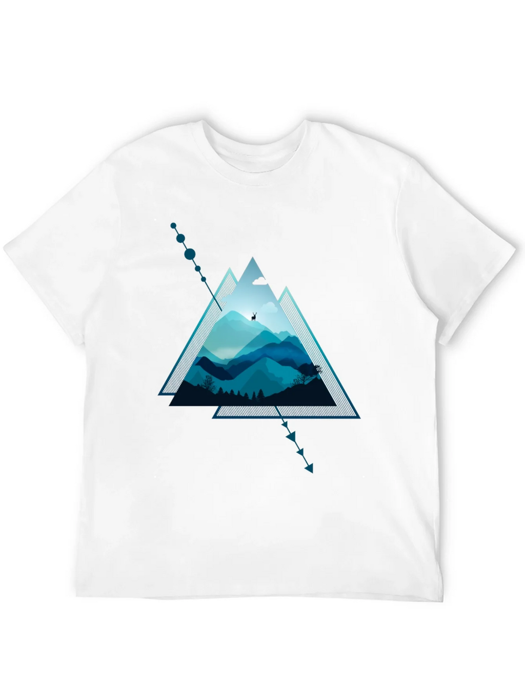 Geometric Mountain Scene Graphic T-Shirt product image 11