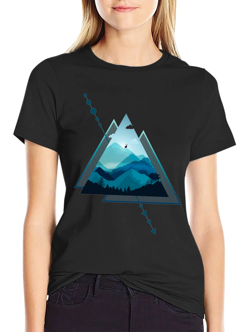 Geometric Mountain Scene Graphic T-Shirt product image 2