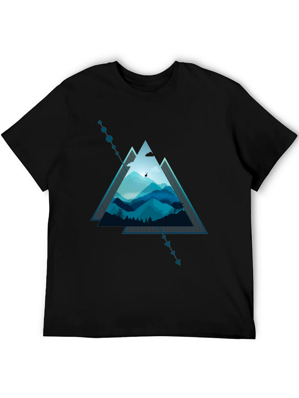 Geometric Mountain Scene Graphic T-Shirt product image 5