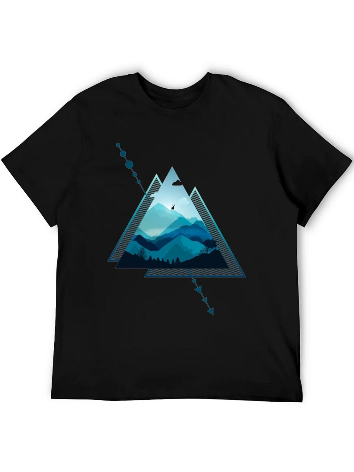 Geometric Mountain Scene Graphic T-Shirt product image 5