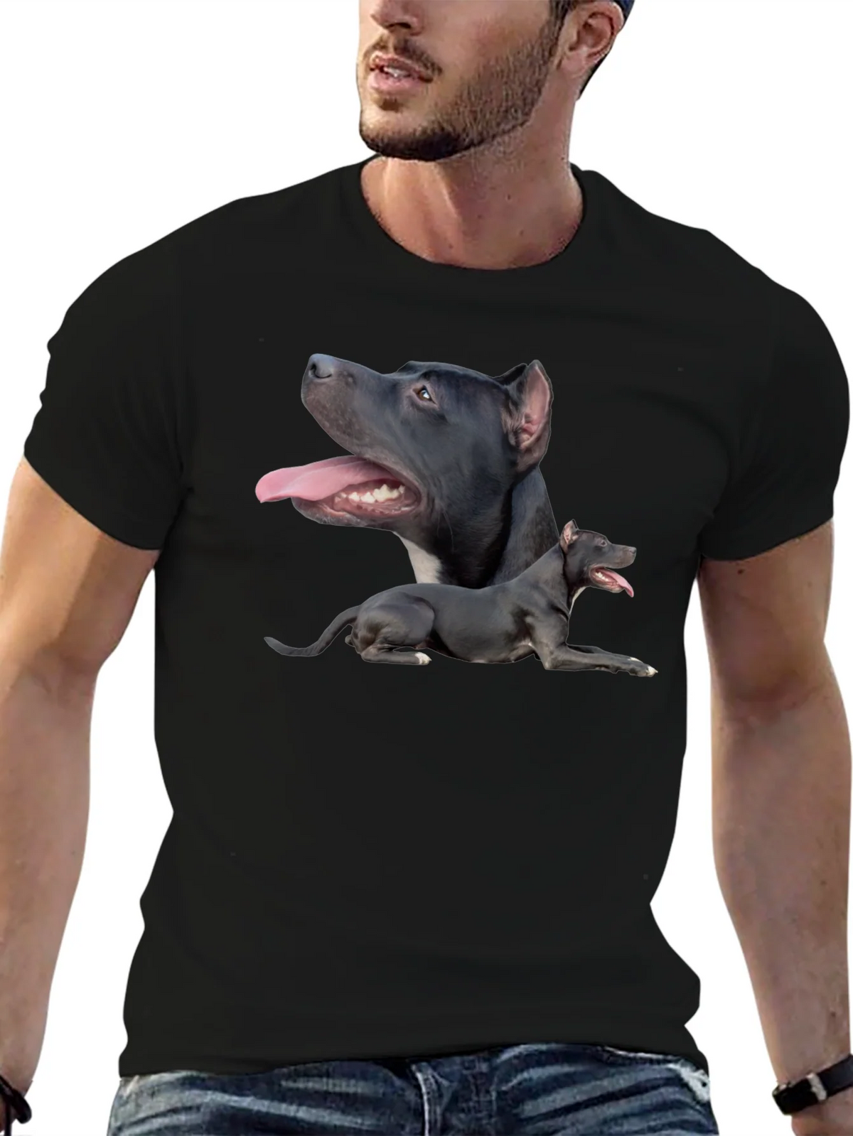 Pit Bull Dog Graphic Tee - Black Cotton T-Shirt product image 6