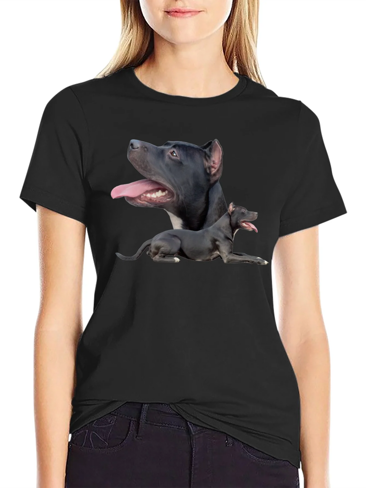 Pit Bull Dog Graphic Tee - Black Cotton T-Shirt product image 2
