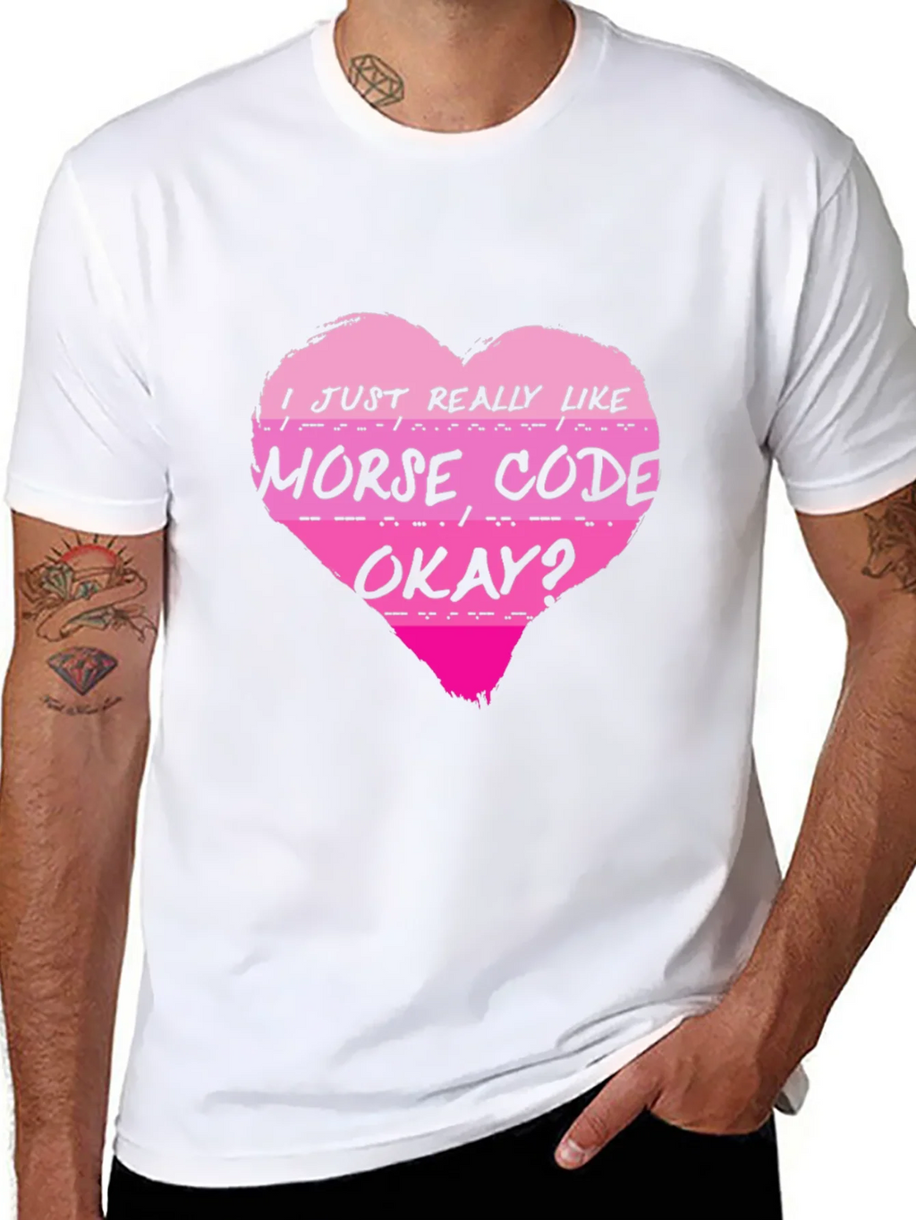 Morse Code Heart T-Shirt - I Just Really Like product image 7