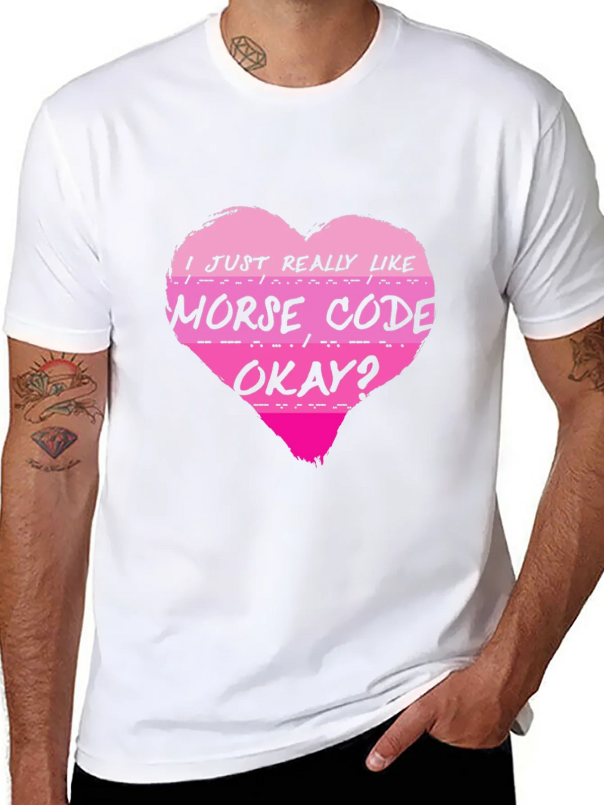 Morse Code Heart T-Shirt - I Just Really Like product image 7