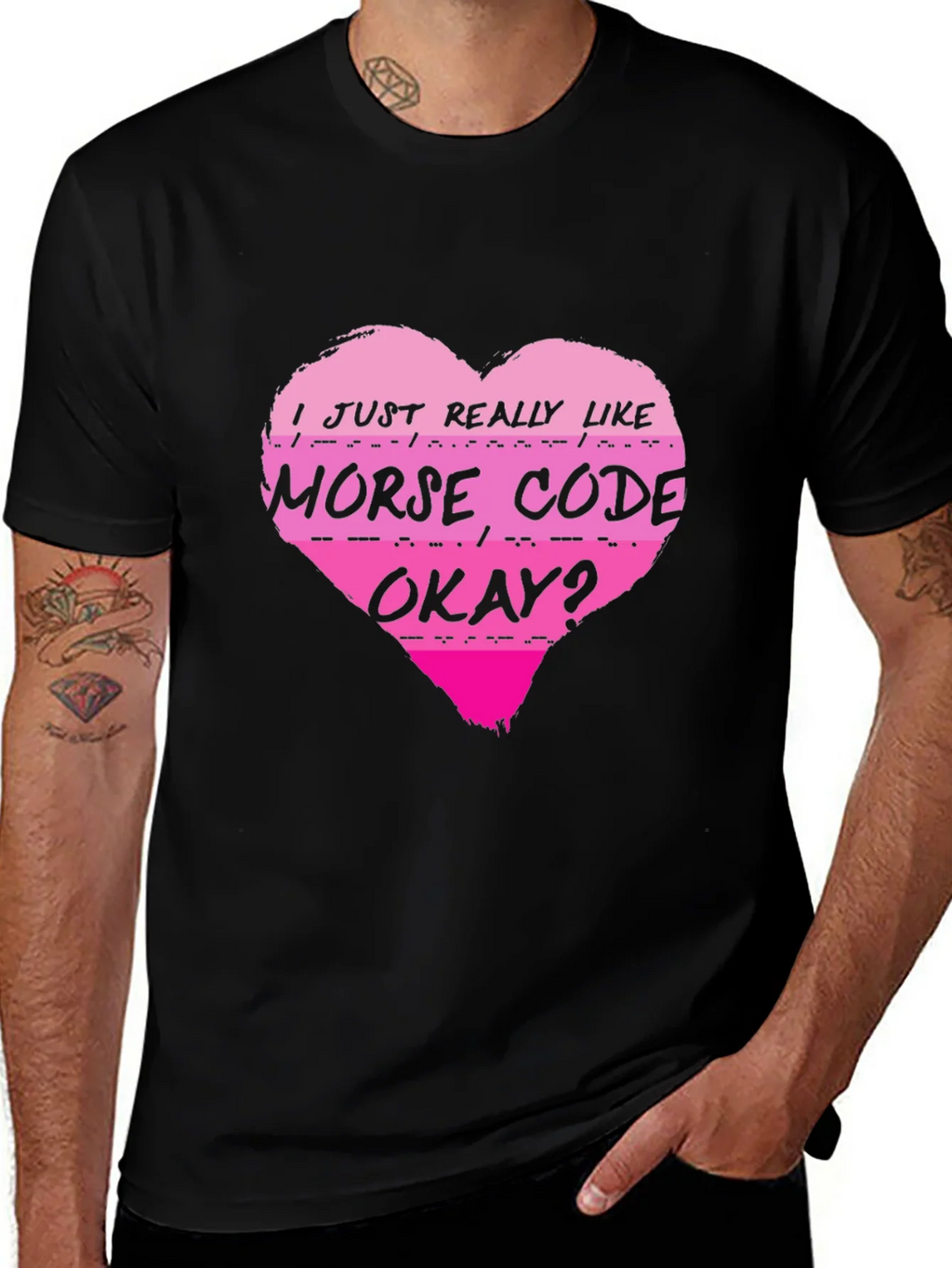 Morse Code Heart T-Shirt - I Just Really Like product image 1