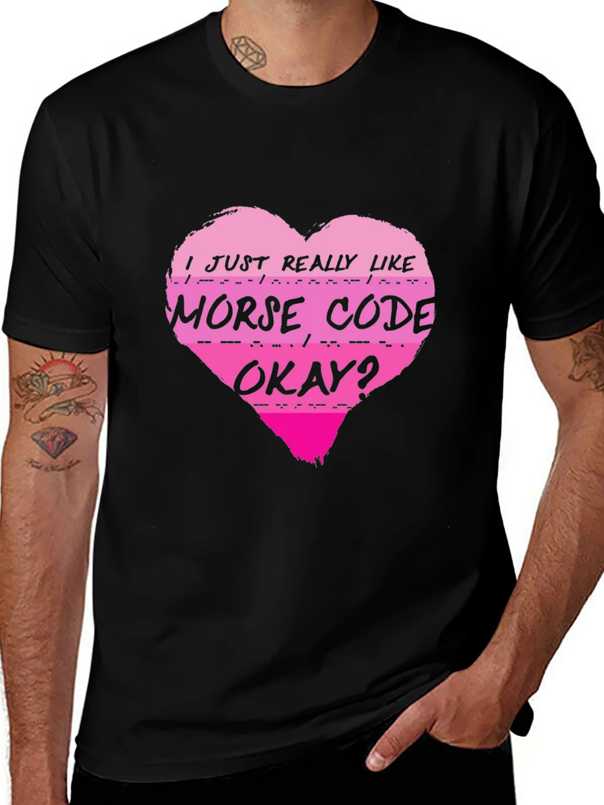 Morse Code Heart T-Shirt - I Just Really Like product image 1