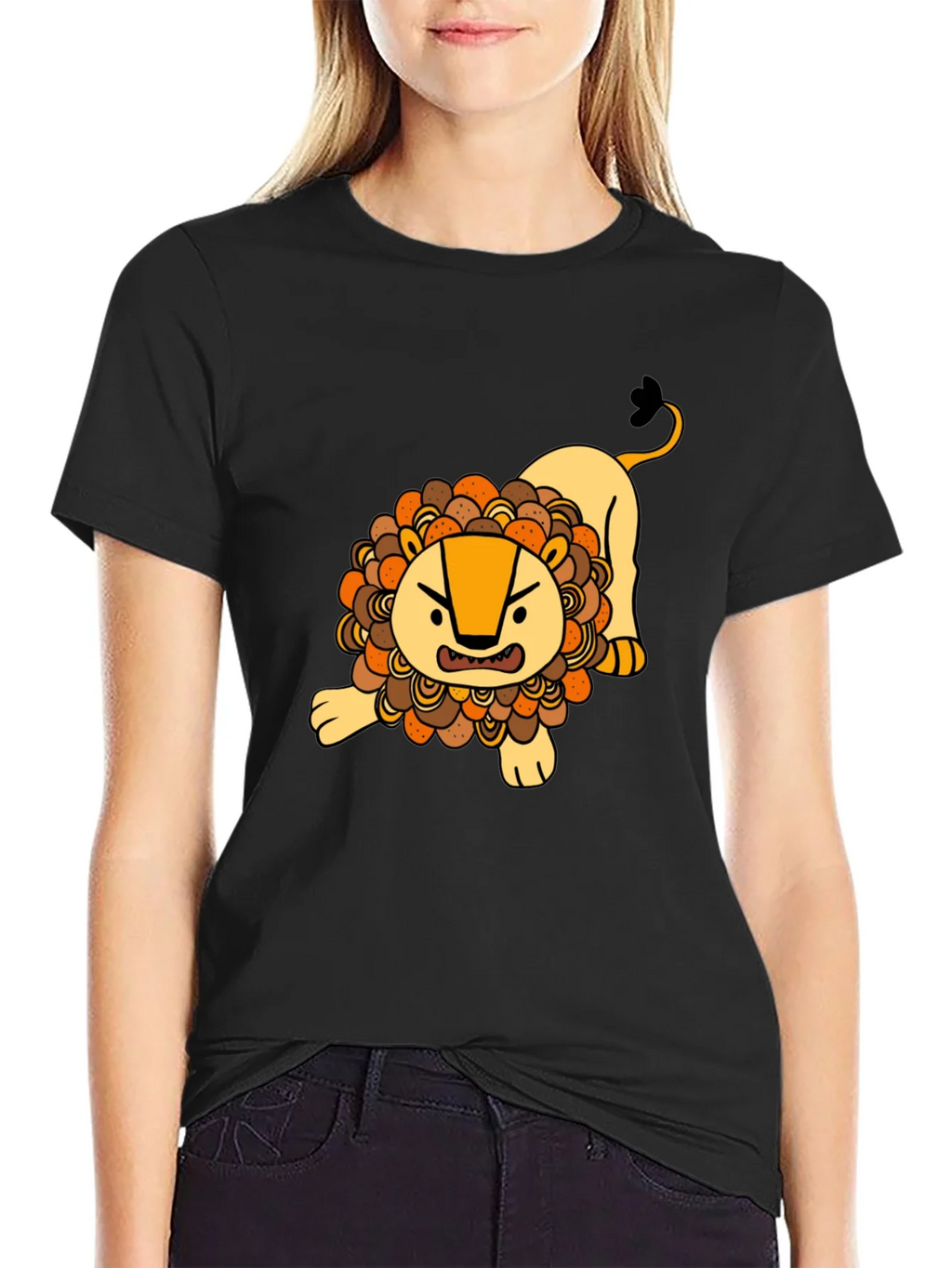 Cartoon Lion Graphic T-Shirt - Black product image 2