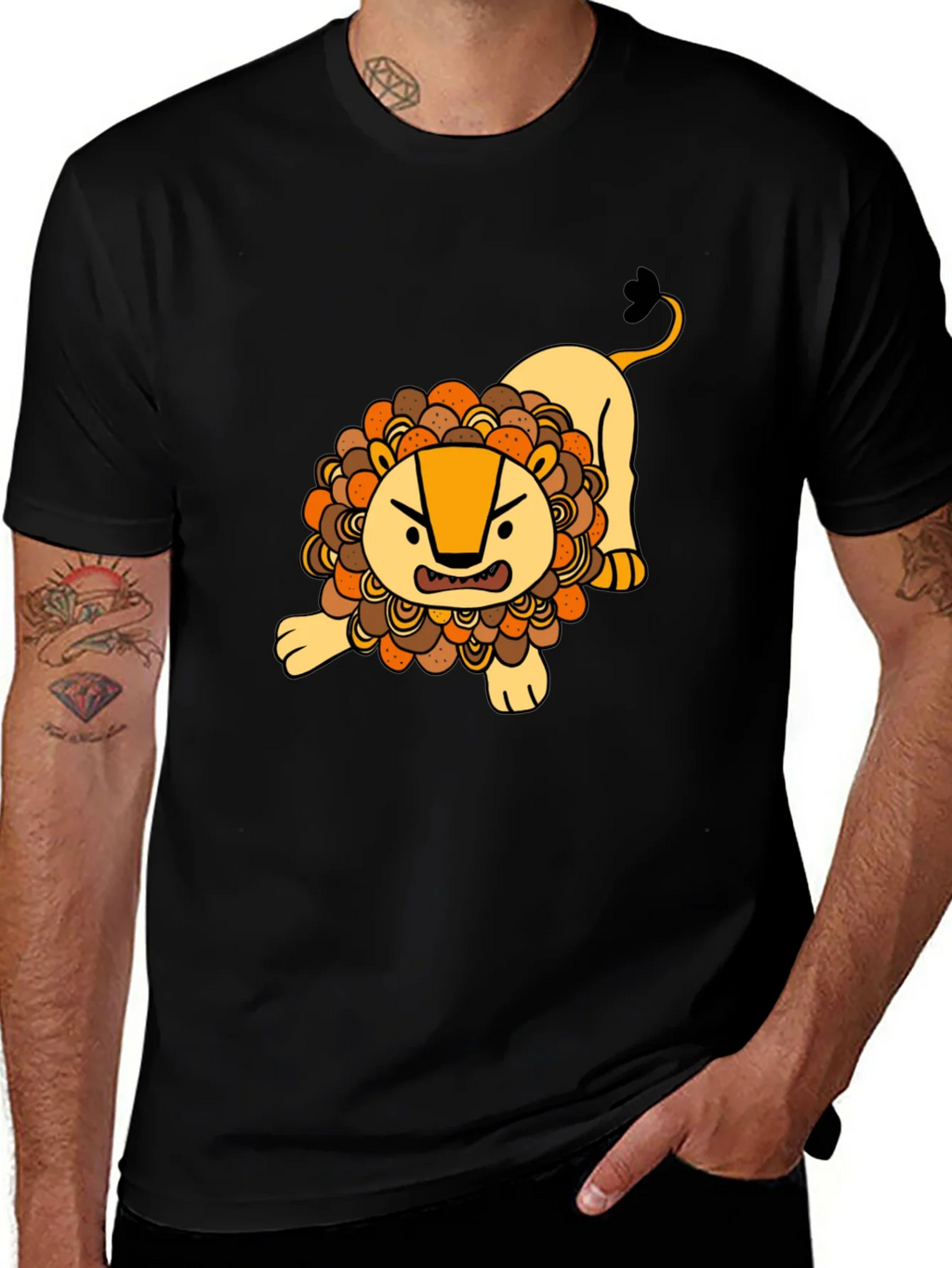 Cartoon Lion Graphic T-Shirt - Black product image 1