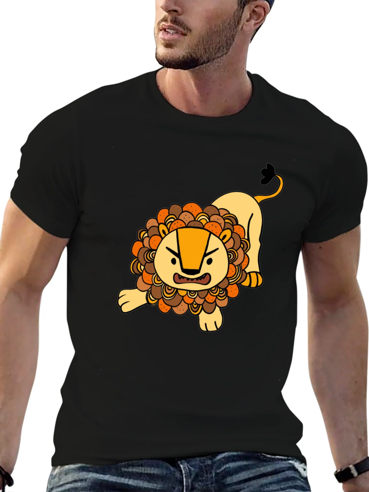 Cartoon Lion Graphic T-Shirt - Black product image 4