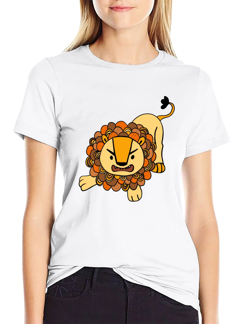 Cartoon Lion Graphic T-Shirt - Black product image 6