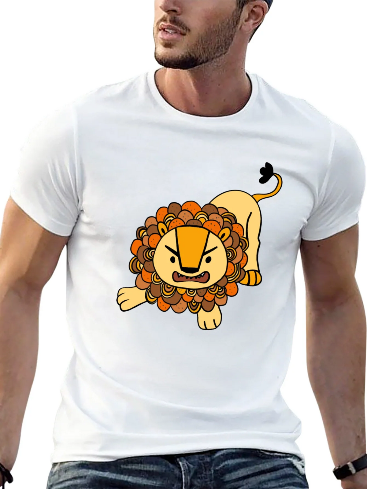 Cartoon Lion Graphic T-Shirt - Black product image 10