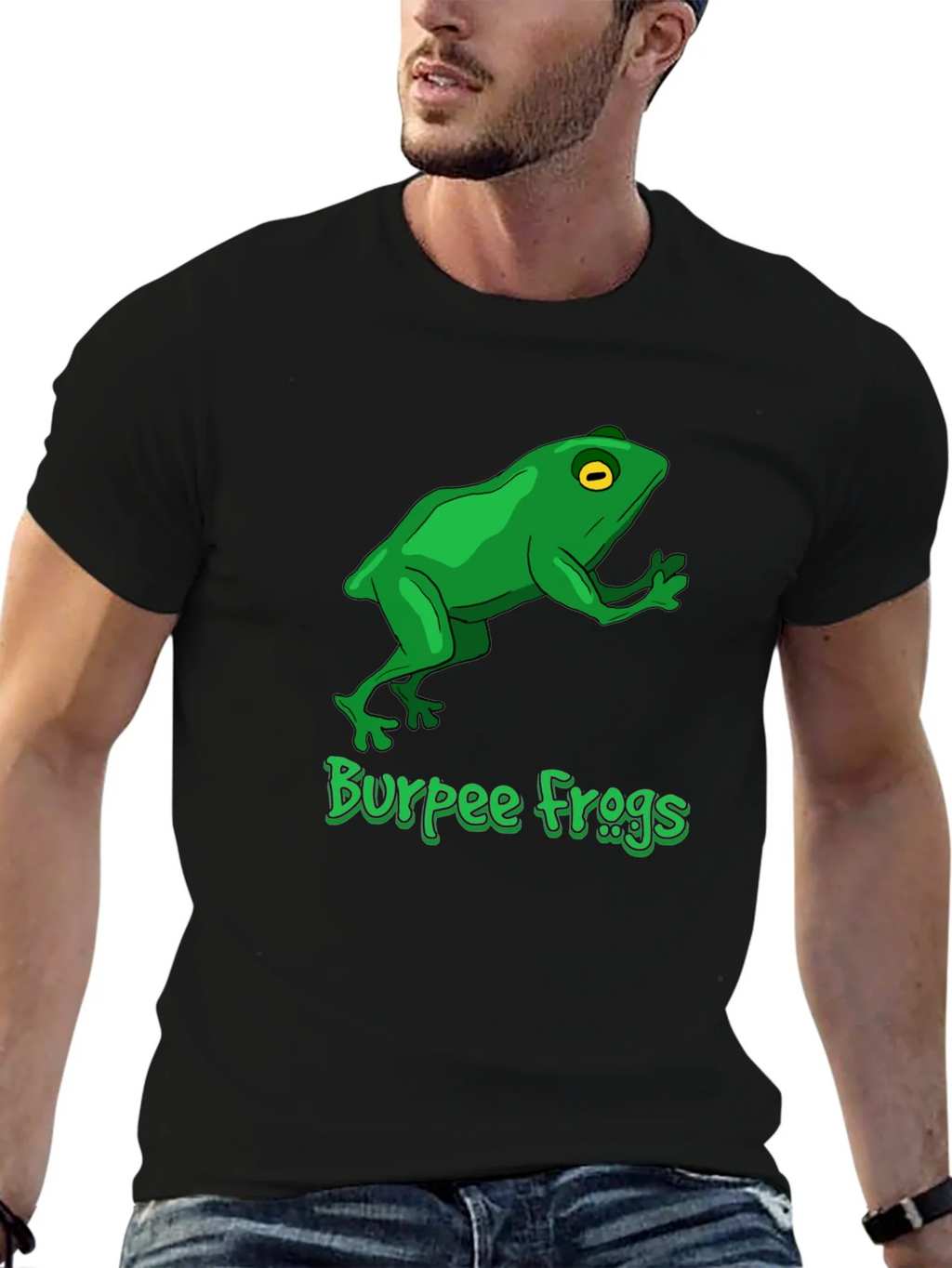 Burpee Frogs Graphic Tee - Black Cotton T-Shirt product image 6