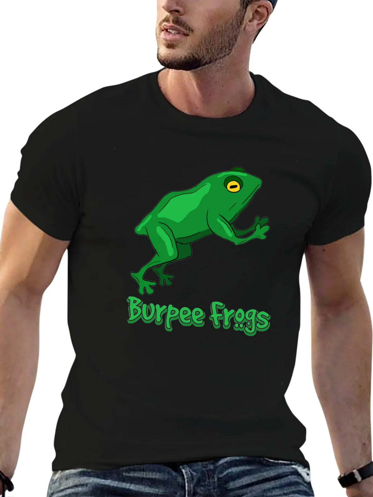 Burpee Frogs Graphic Tee - Black Cotton T-Shirt product image 6