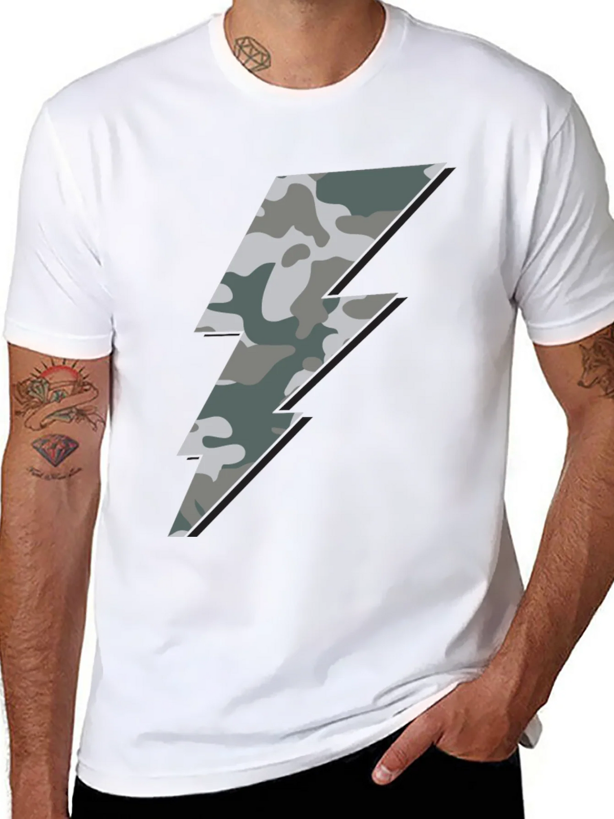 Camo Bolt Graphic Tee - Stylish Mens Casual Shirt product image 7