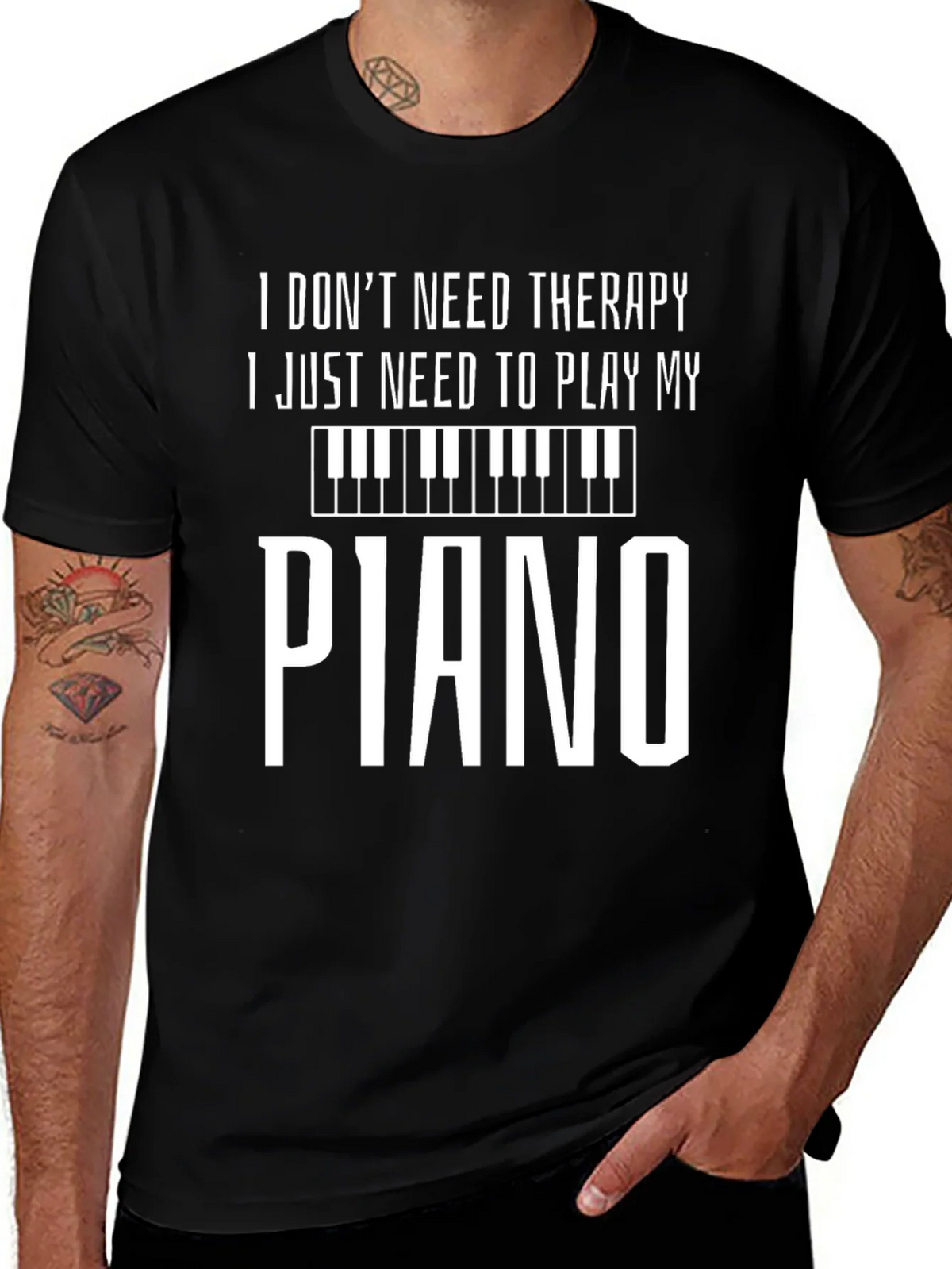Piano Therapy Tee - Musicians Humor T-Shirt product image 1