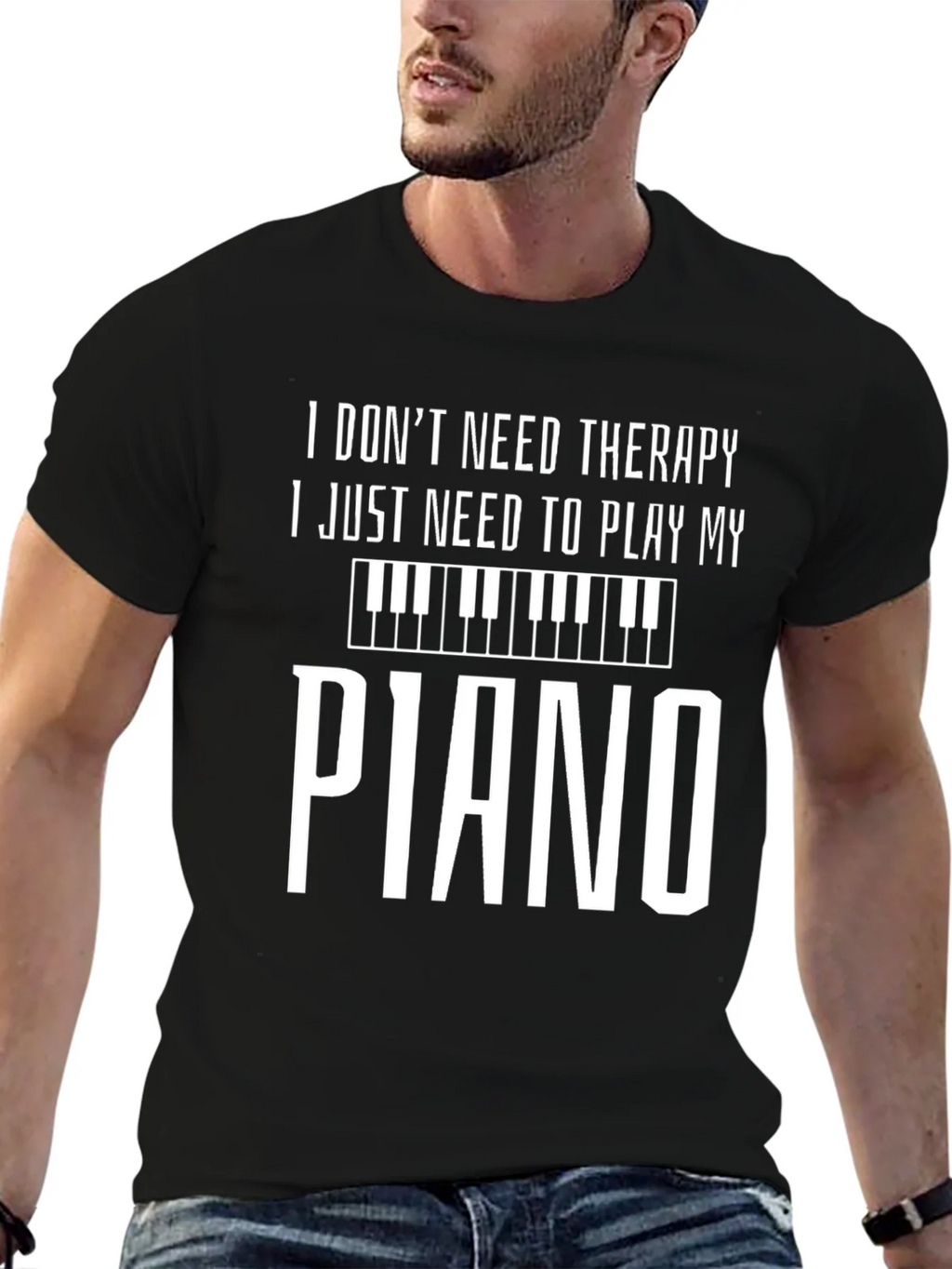 Piano Therapy Tee - Musicians Humor T-Shirt product image 6