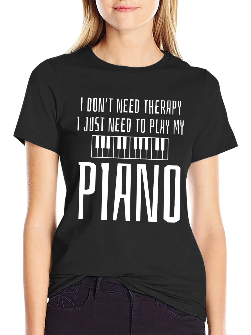 Piano Therapy Tee - Musicians Humor T-Shirt product image 2