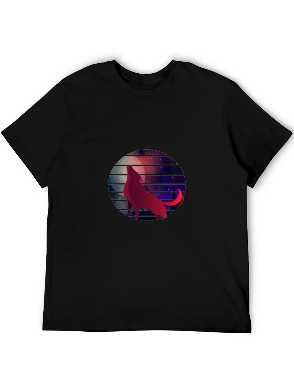 Wolf Moon Galaxy Graphic Tee - Black Cotton T-Shirt product image 5