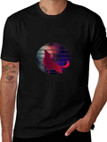 Wolf Moon Galaxy Graphic Tee - Black Cotton T-Shirt product image 1