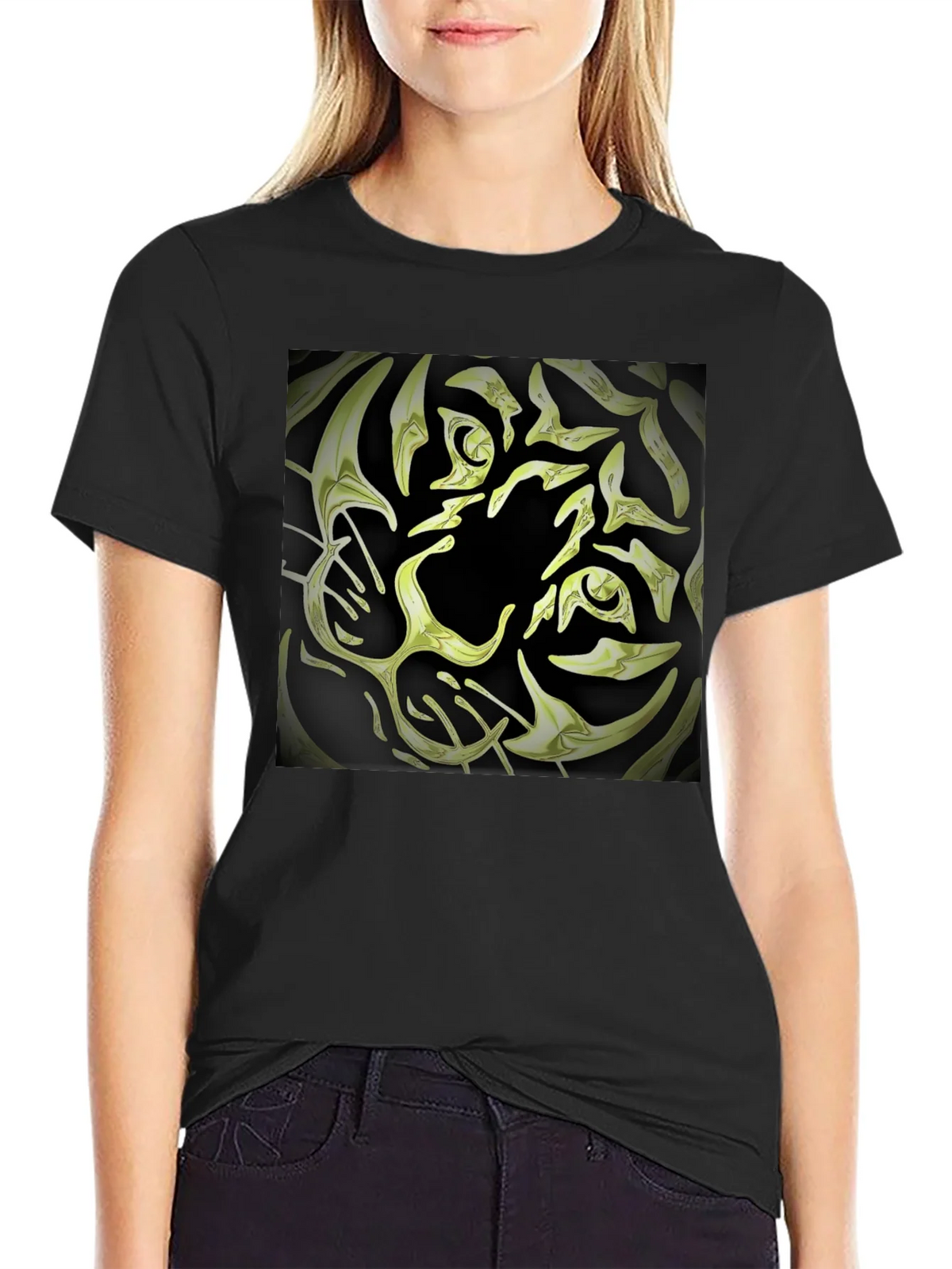 Abstract Tiger Graphic Tee - Black Cotton Blend product image 2