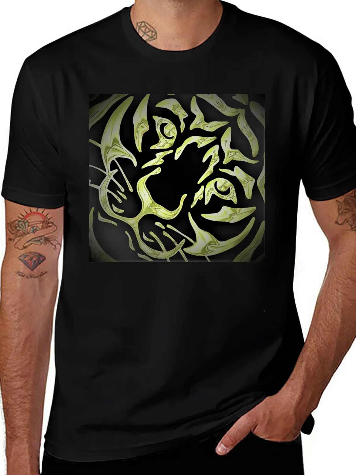 Abstract Tiger Graphic Tee - Black Cotton Blend product image 1