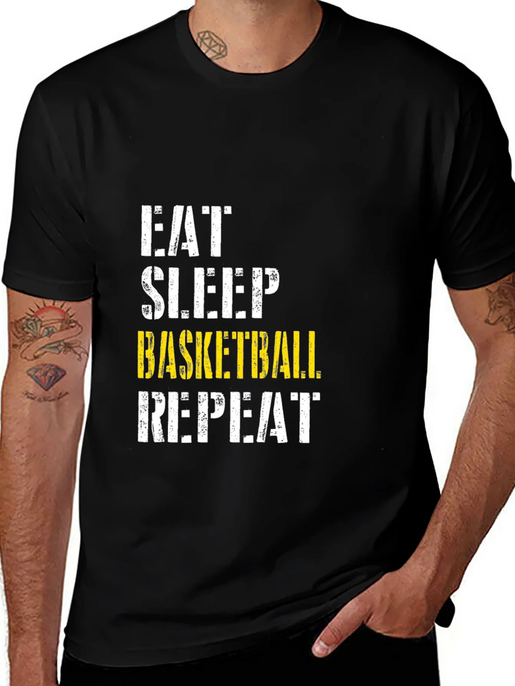 Eat Sleep Basketball Repeat Black Graphic T-Shirt product image 1