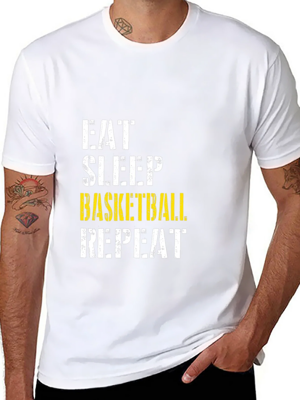 Eat Sleep Basketball Repeat Black Graphic T-Shirt product image 7