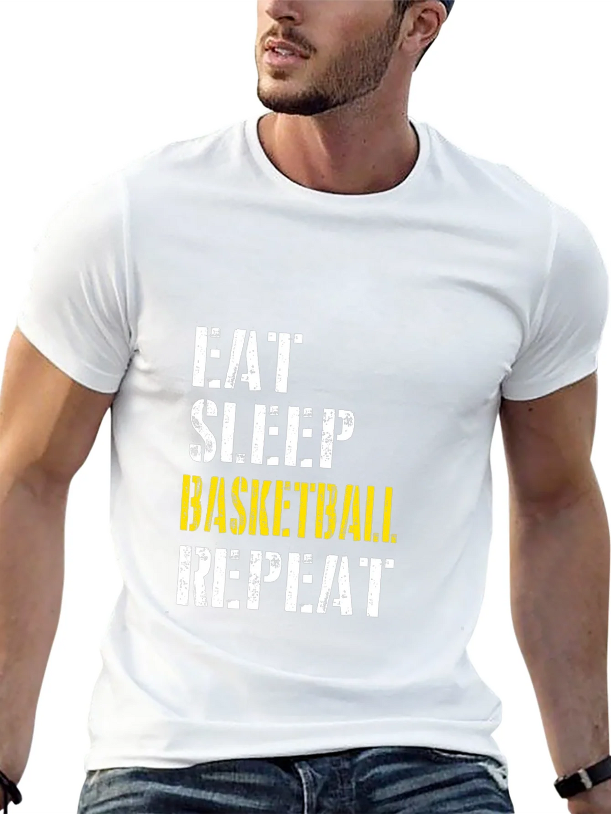 Eat Sleep Basketball Repeat Black Graphic T-Shirt product image 12