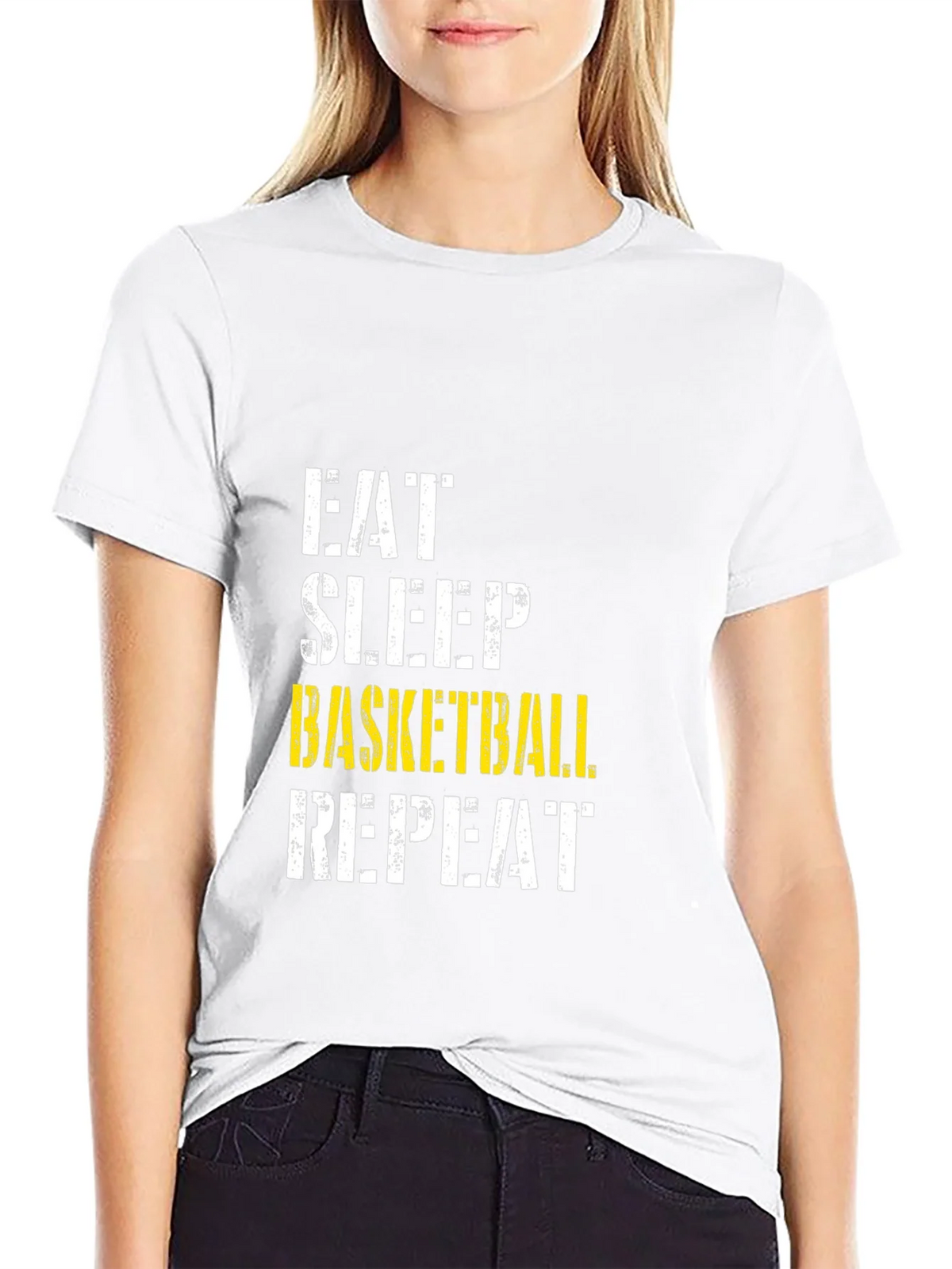 Eat Sleep Basketball Repeat Black Graphic T-Shirt product image 8