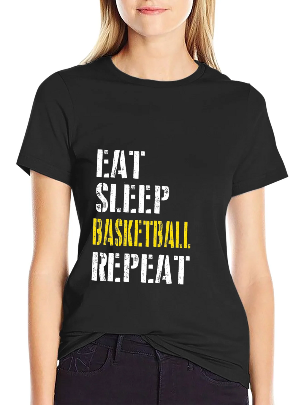 Eat Sleep Basketball Repeat Black Graphic T-Shirt product image 2
