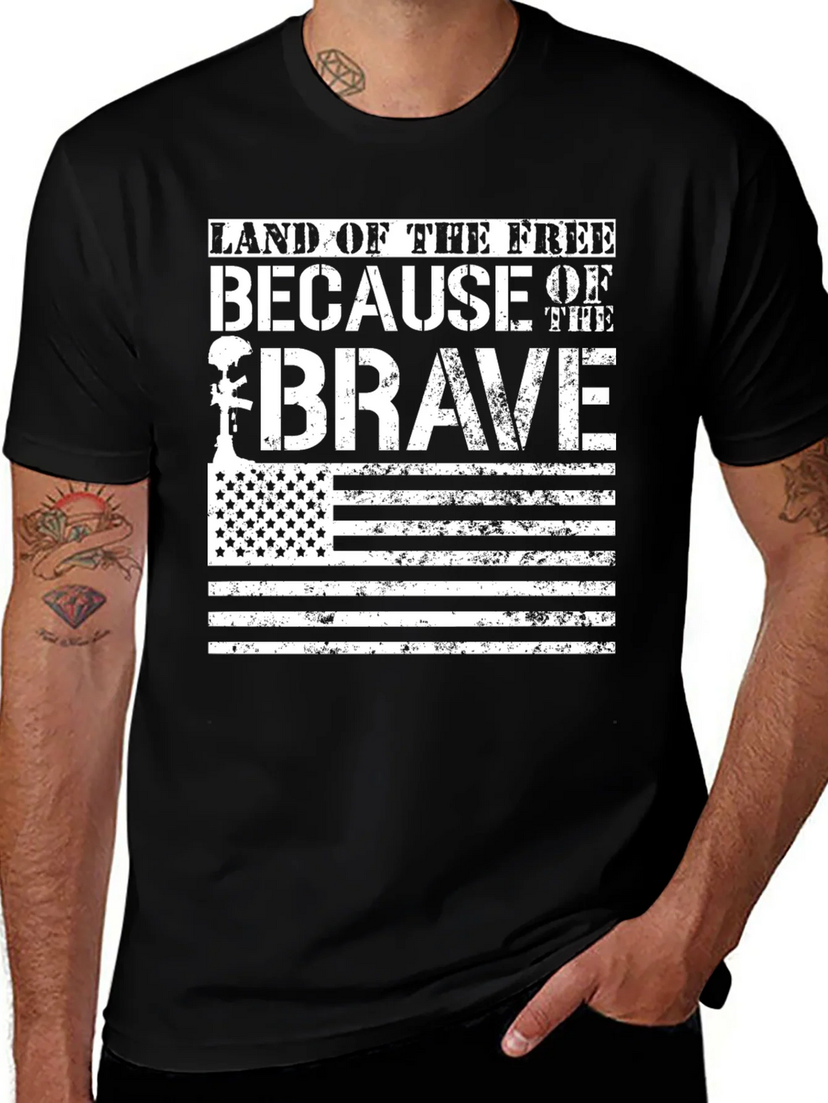 Land of the Free Brave T-Shirt USA Flag product image 1