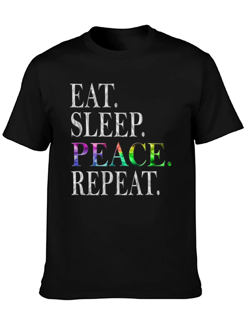 Eat Sleep Peace Repeat T-Shirt - Rainbow Graphic Tee product image 3