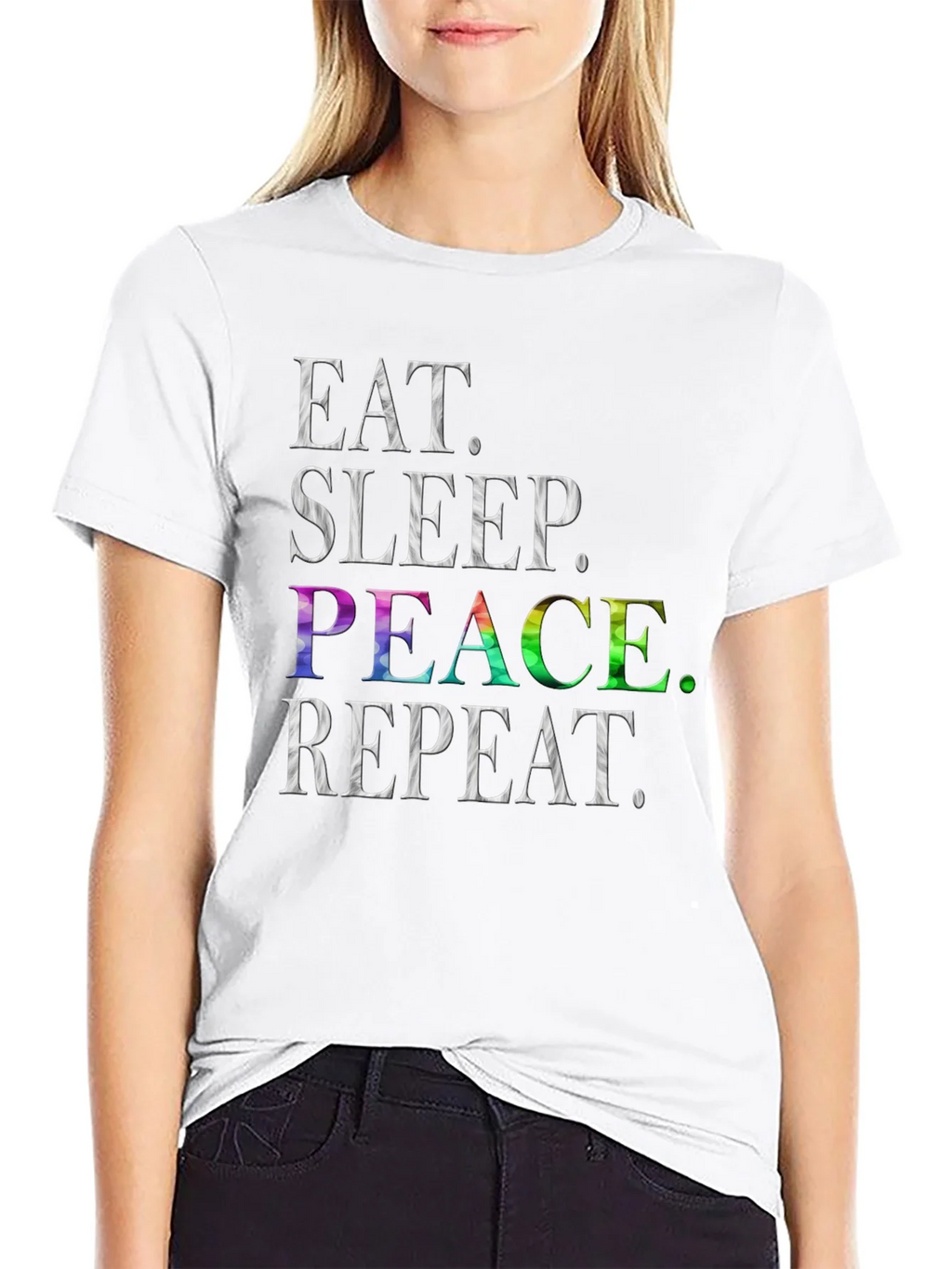 Eat Sleep Peace Repeat T-Shirt - Rainbow Graphic Tee product image 8