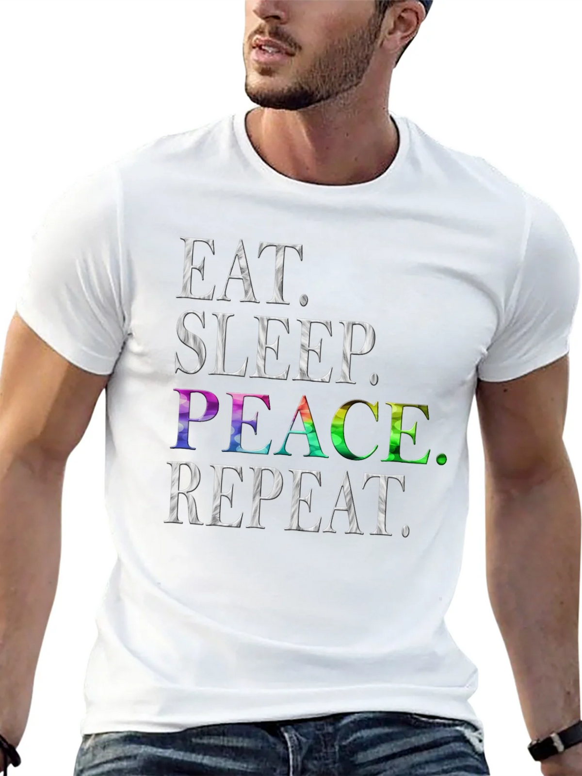 Eat Sleep Peace Repeat T-Shirt - Rainbow Graphic Tee product image 12