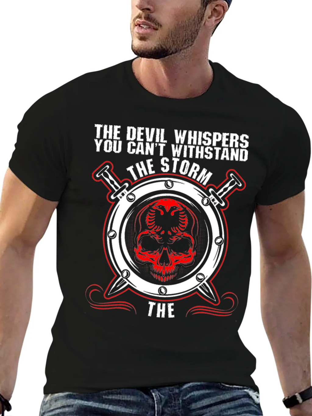 Devil Whispers the Storm Graphic T-Shirt product image 6