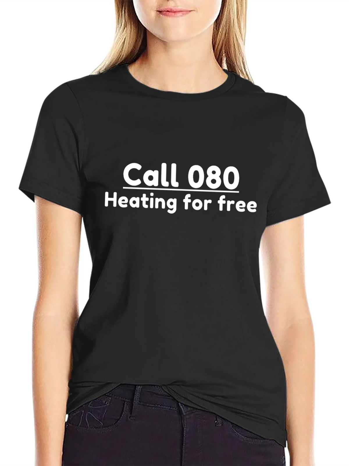 Call 080 Heating For Free Black T-Shirt product image 2