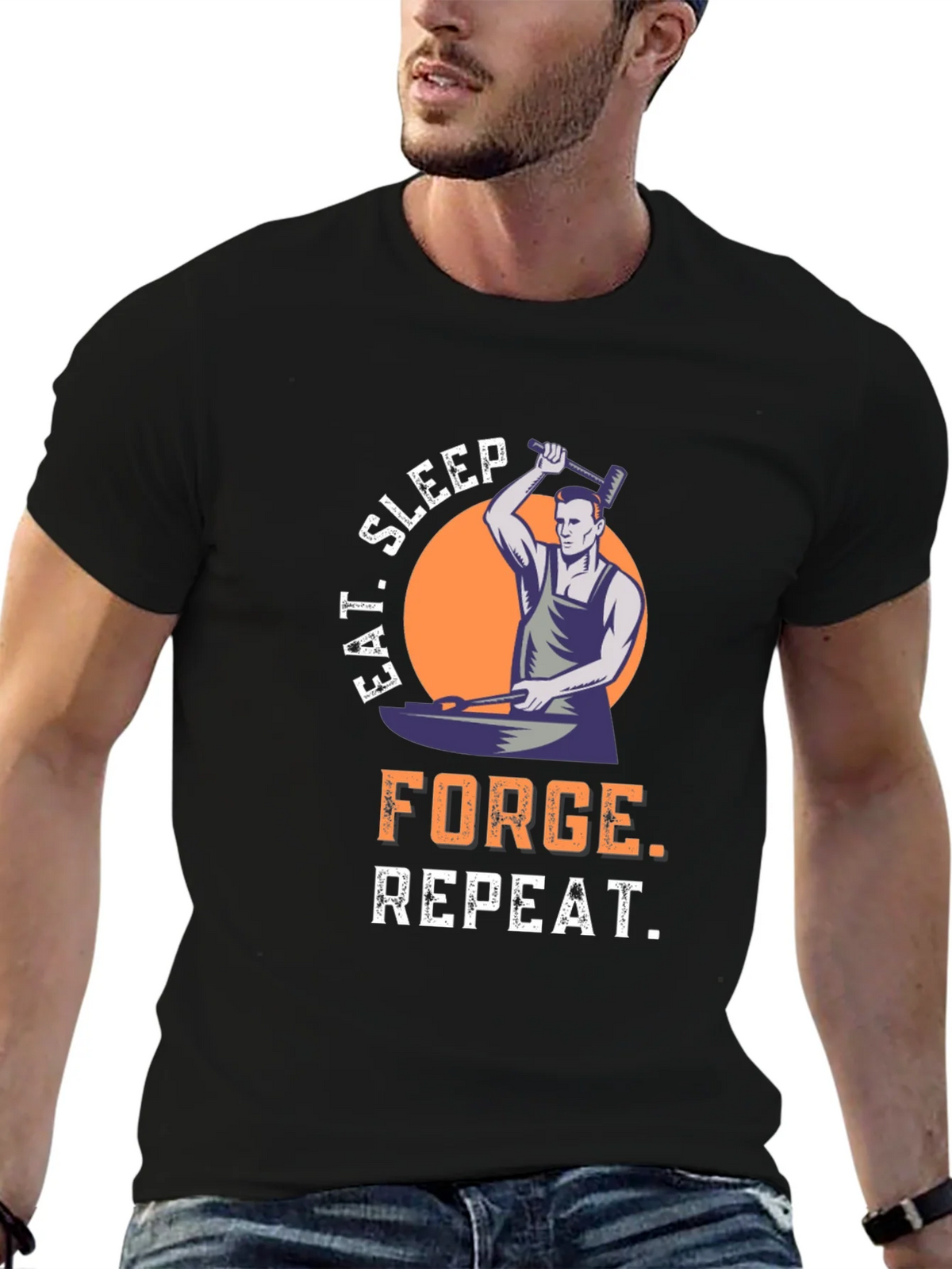 Eat Sleep Forge Repeat Black Graphic Tee product image 5