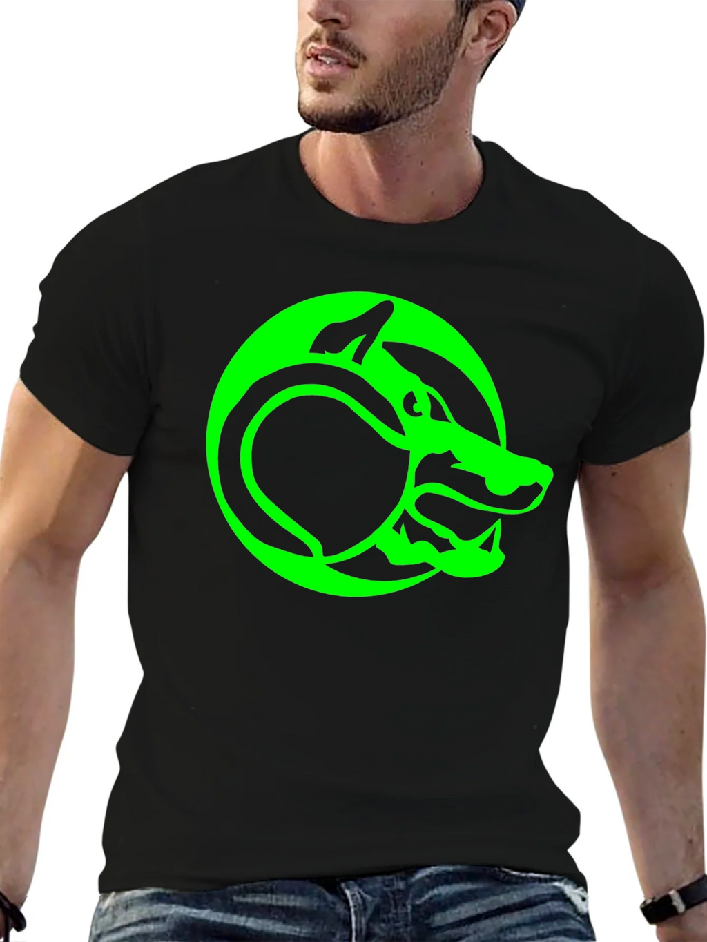 Green Serpent T-Shirt - Black Graphic Tee product image 6